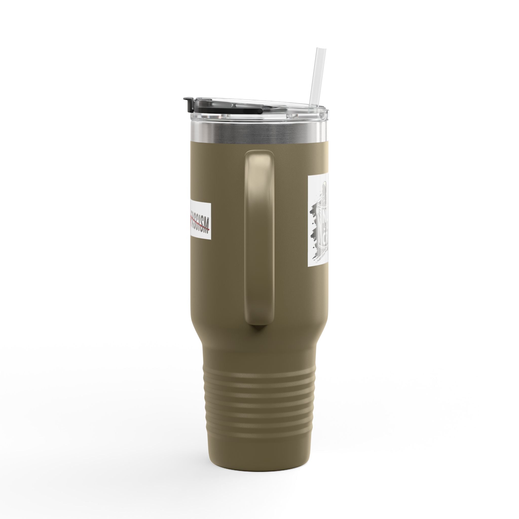 Travel Mug - Nurses Against Fascism (right) - Nurses Against Cruelty (left) - 100% stainless steel (body) - NAF-TM-40oz