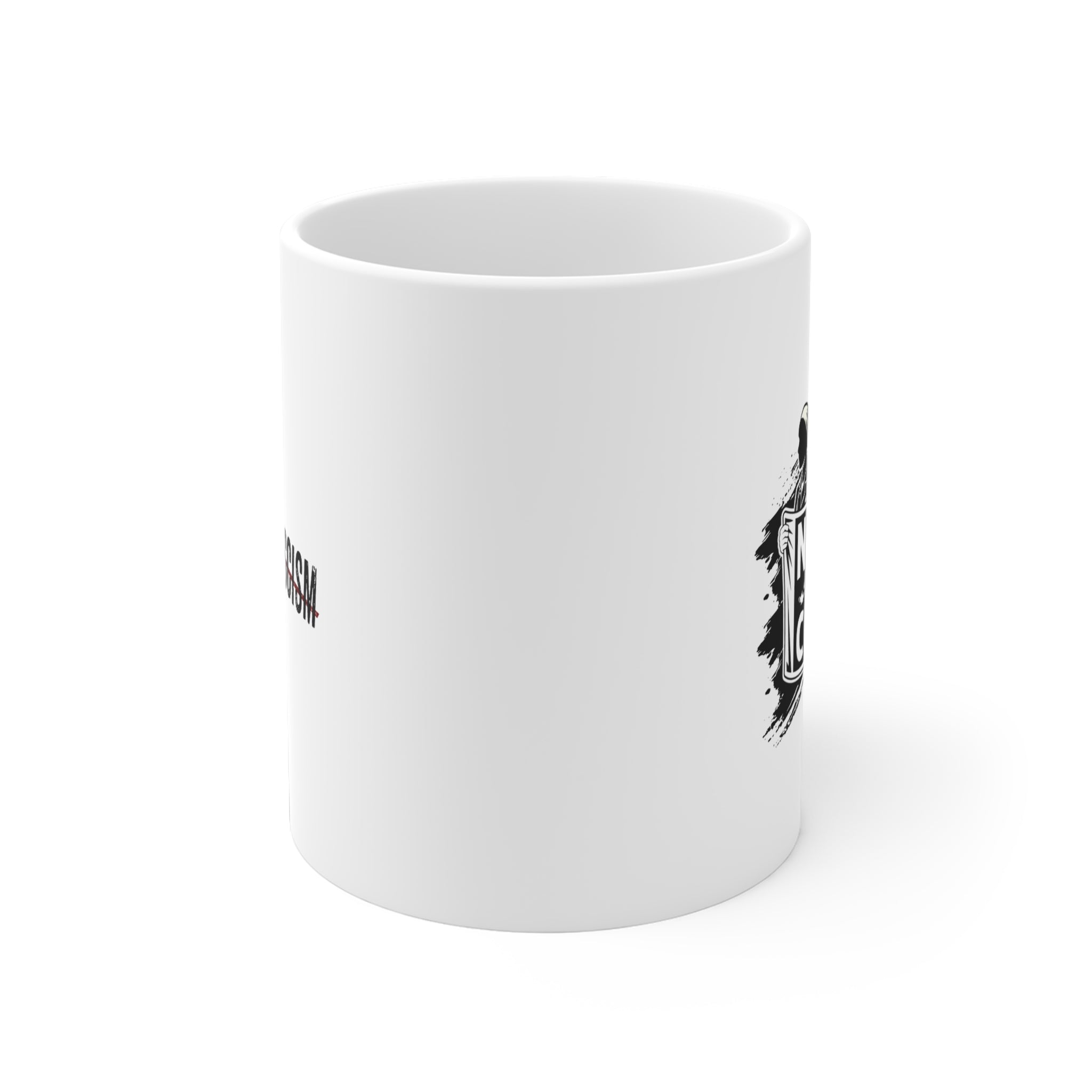 Unisex Ceramic Mug - Nurses Against Fascism (right) - Nurses Against Cruelty (left) - Durable white Ceramic - NAF-CM-ORCA