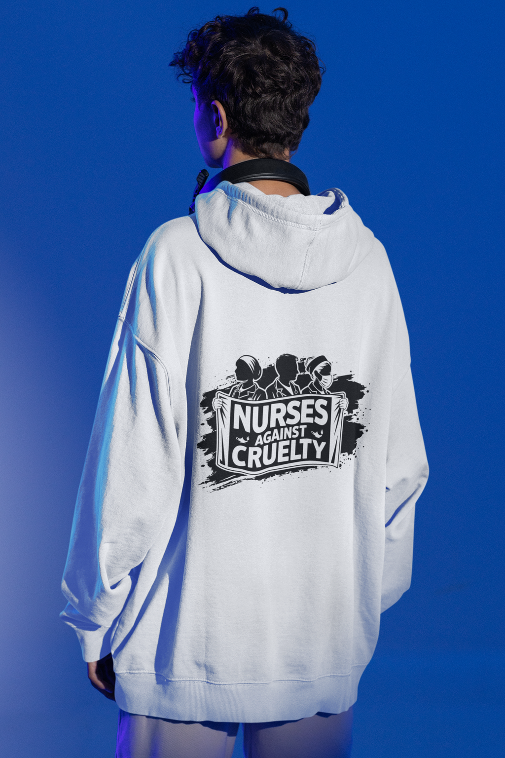 Unisex Mid-weight Hoodie - Nurses Against Fascism (front) - Nurses Against Cruelty (back) - 80% cotton, 20% polyester - NAF-H-AC5101