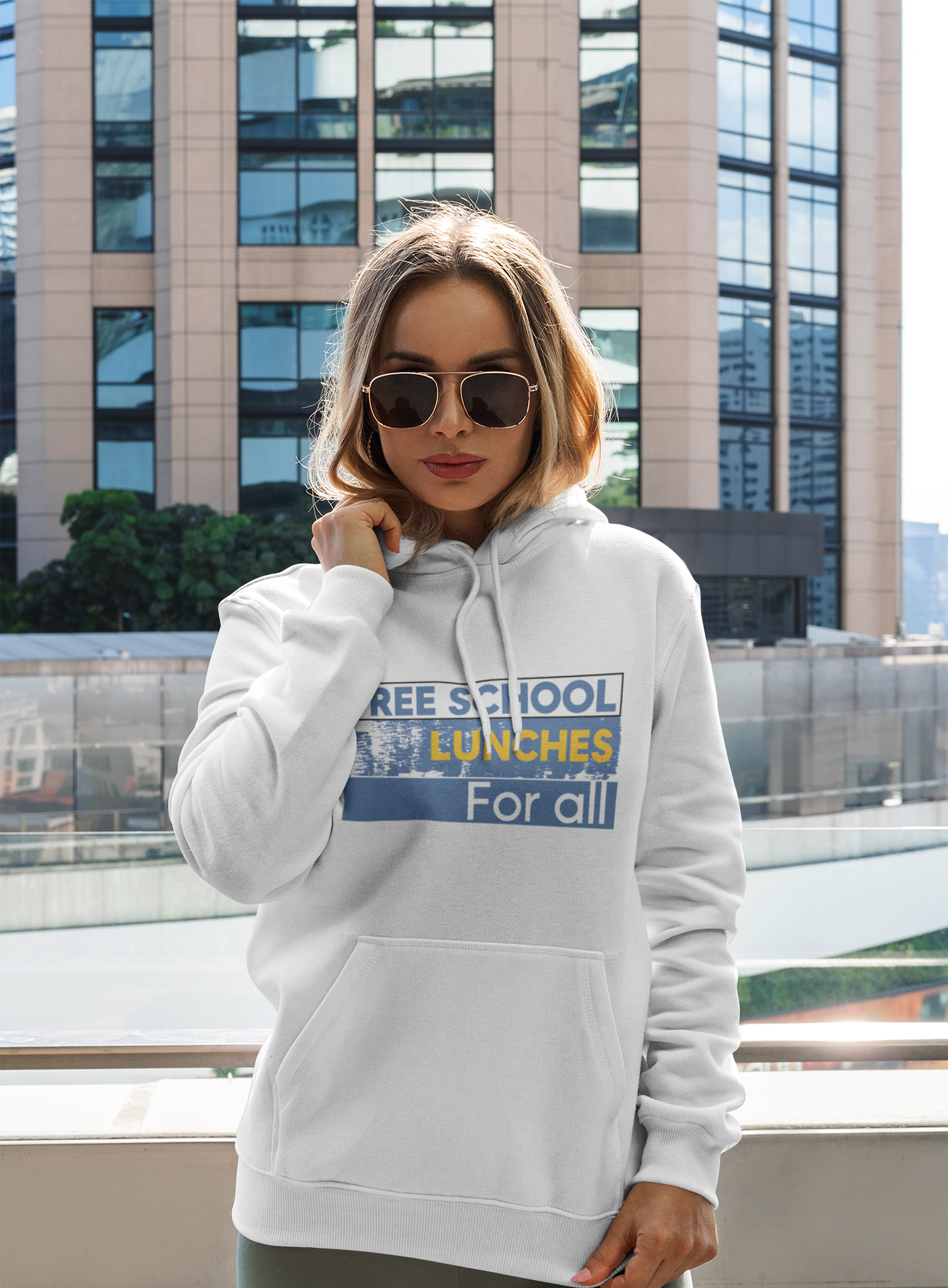 Unisex Mid-weight Hoodie - Free School Lunches For All (front) - Nurses Against The Rich Starving The Poor (back) - 80% cotton, 20% Polyester - NAH-H-AC5101