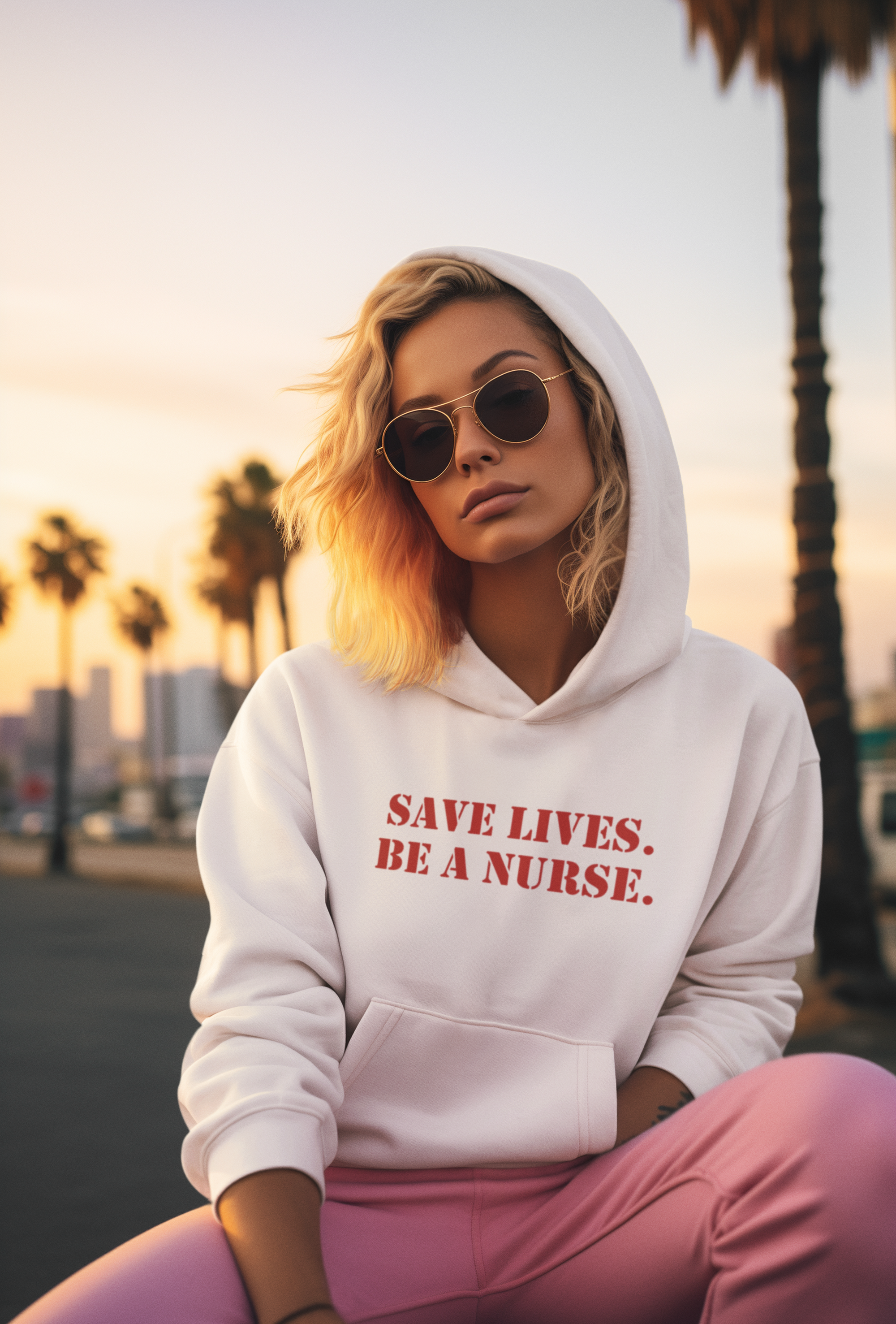 Unisex Mid-weight Hoodie - Save Lives Be A Nurse (front) - Who Advocates? Who Defend? (back) - 80% cotton, 20% Polyester - SLA-H-AC5101