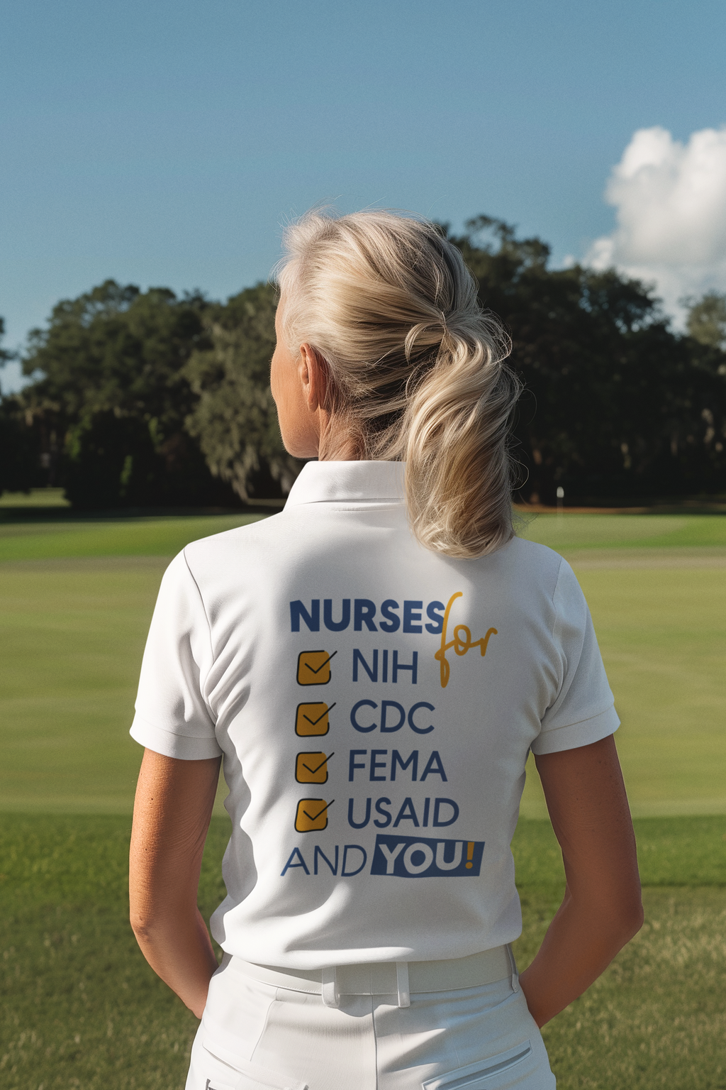 Women's Boxy Heavy fabric Tee - Nurses Condemning Closure of USAID (front) - Nurses For NIH CDC FEMA USAID And YOU (back) - 100% ring-spun US cotton - NFG-T-CC3023CL