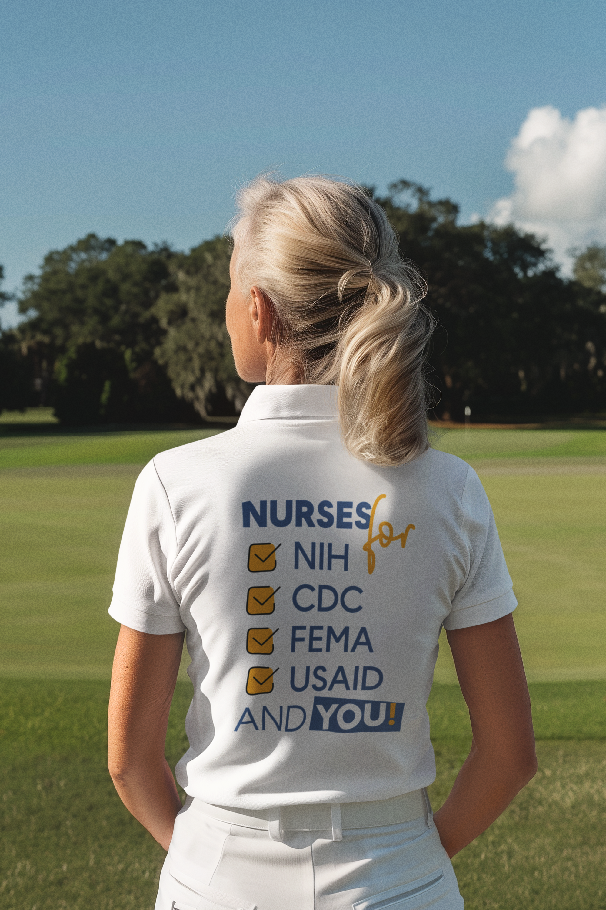 Women's Boxy Heavy fabric Tee - Nurses Condemning Closure of USAID (front) - Nurses For NIH CDC FEMA USAID And YOU (back) - 100% ring-spun US cotton - NFG-T-CC3023CL