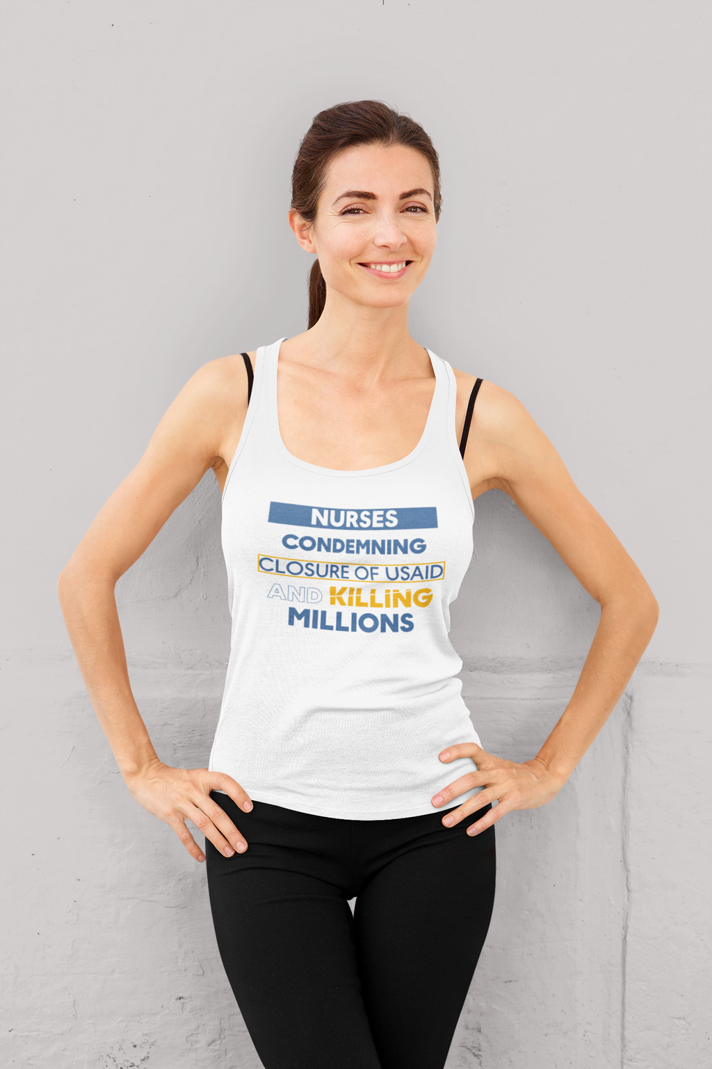 Unisex Medium fabric Cotton Tank Top - Nurses Condemning Closure of USAID (front) - Nurses For NIH CDC FEMA USAID And YOU (back) - 100% cotton - NFG-K-G5200