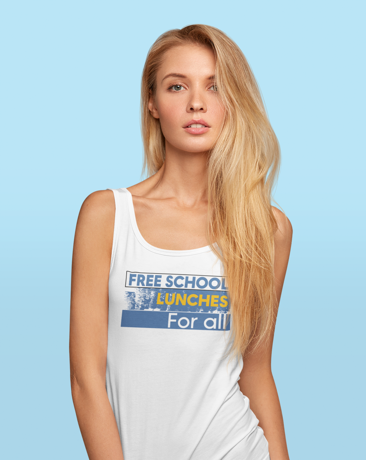 Women's Extra Light fabric Ideal Racerback Tank - Free School Lunches For All (front) - Nurses Against The Rich Starving The Poor (back) - 60% combed, ring-spun cotton and 40% polyester - NAH-R-NL1533