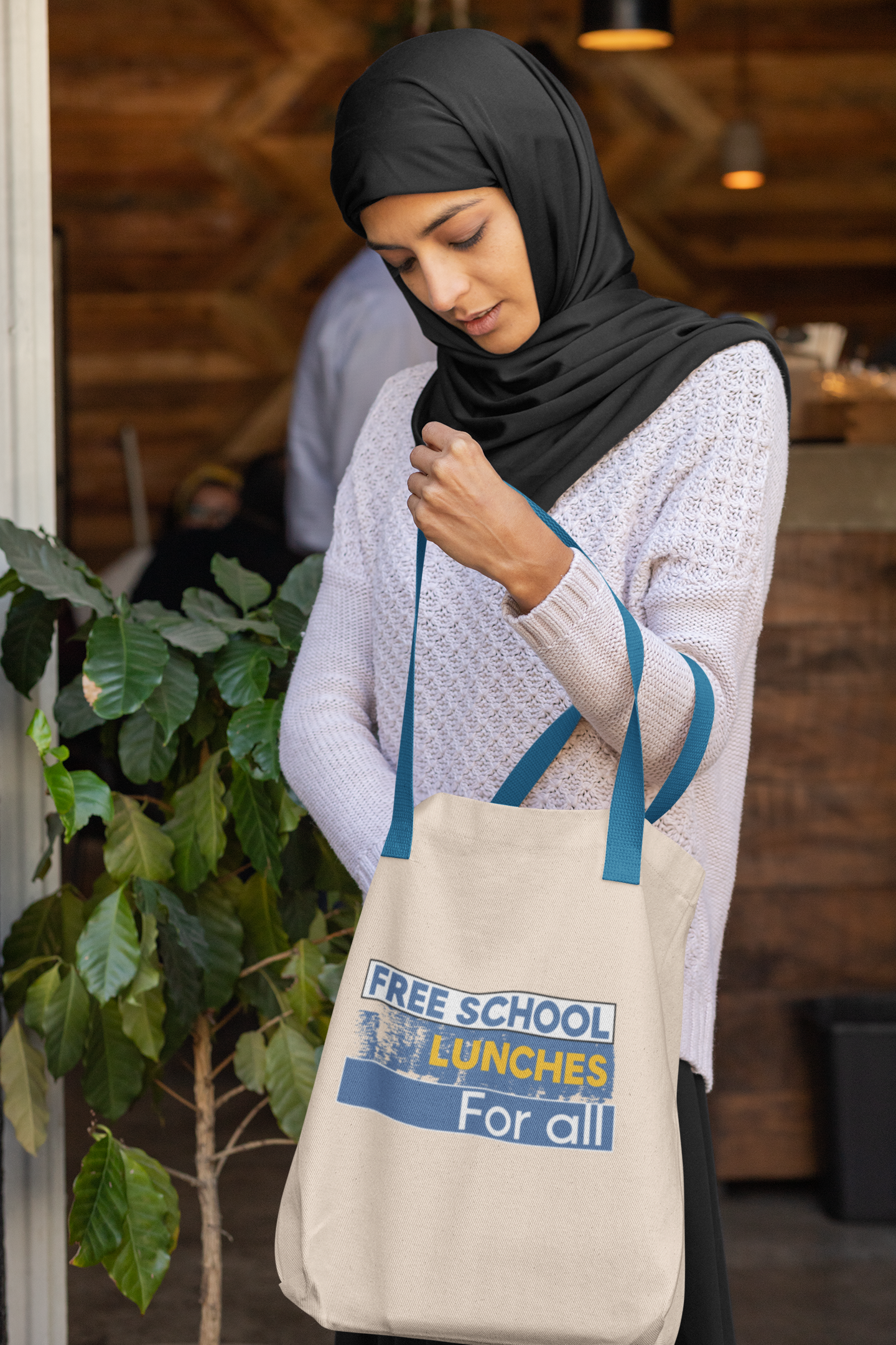 Eco Tote Bag - Free School Lunches For All (front) - Nurses Against The Rich Starving The Poor (back) - 100% certified organic cotton twill - NAH-TB-EC8000
