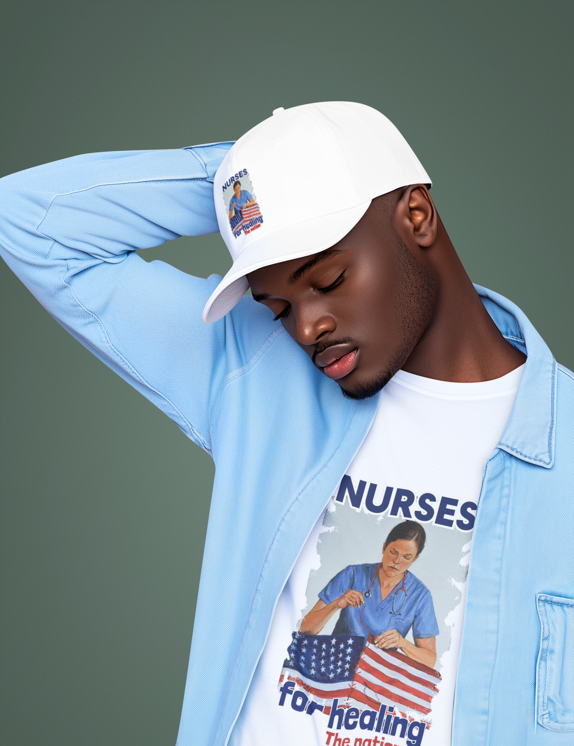 Unisex Baseball Cap - Nurses For Healing The Nation (front) - 100% Cotton Twill - NFH-B-18-253