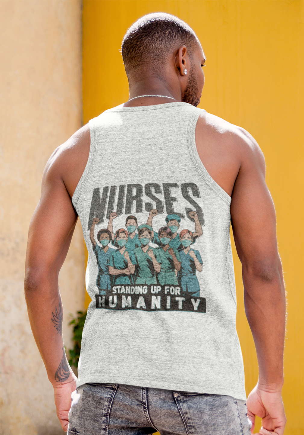 Unisex Light fabric Jersey Tank - Nurses For Healing The Nation (front) - Nurses Standing Up For Humanity (back) - 100% Airlume combed and ring-spun cotton - NFH-K-BC3480