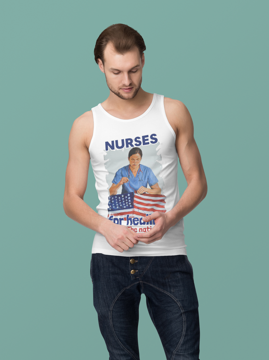 Unisex Light fabric Jersey Tank - Nurses For Healing The Nation (front) - Nurses Standing Up For Humanity (back) - 100% Airlume combed and ring-spun cotton - NFH-K-BC3480