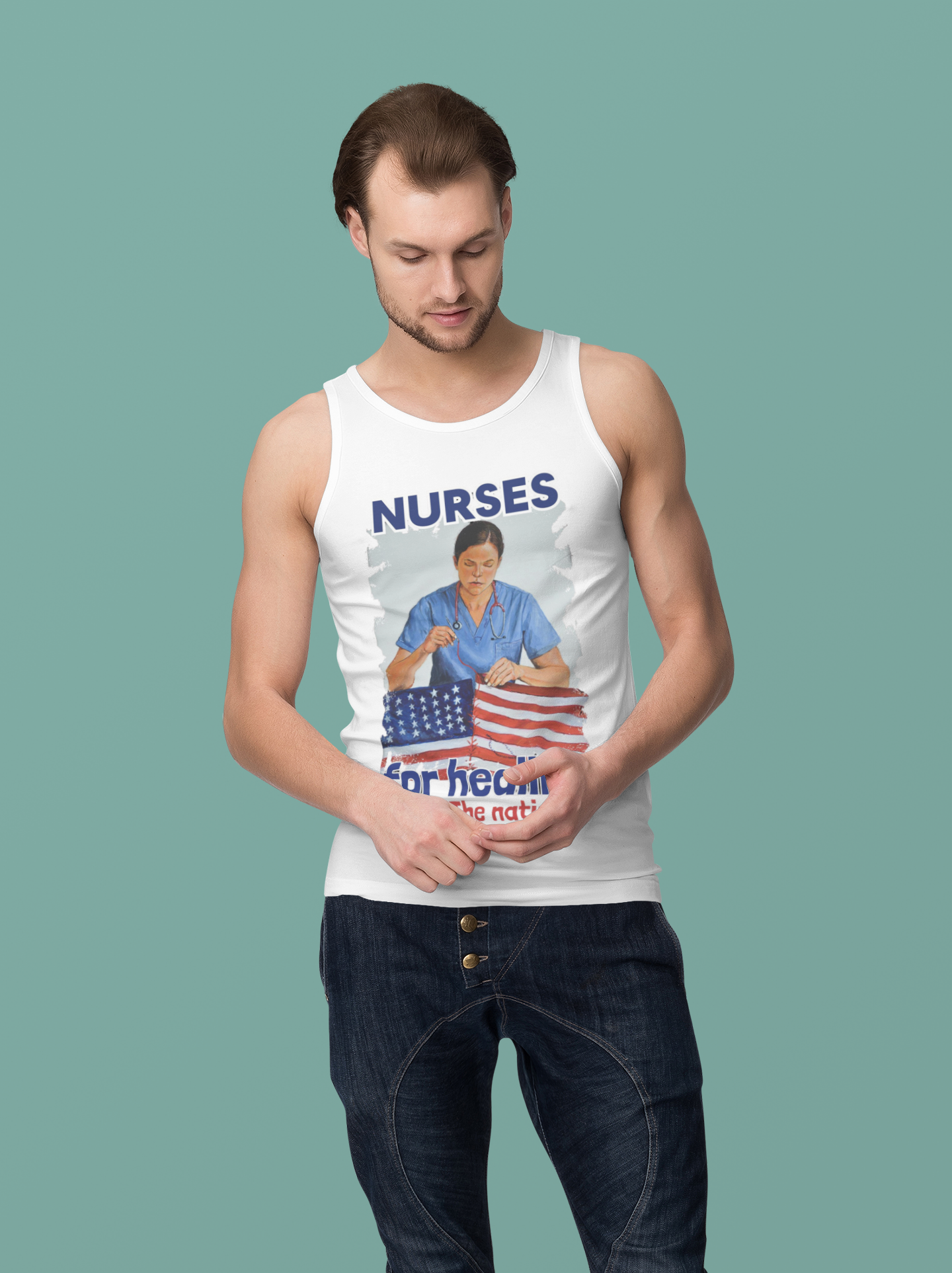 Unisex Light fabric Jersey Tank - Nurses For Healing The Nation (front) - Nurses Standing Up For Humanity (back) - 100% Airlume combed and ring-spun cotton - NFH-K-BC3480