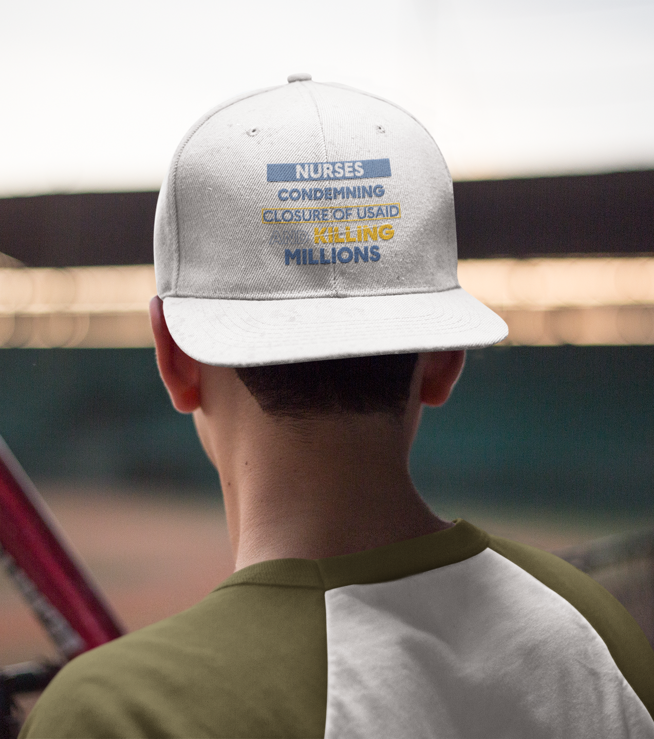 Unisex Baseball Cap - Nurses Condemning Closure of USAID (front) - 100% Cotton Twill - NFG-B-18-253