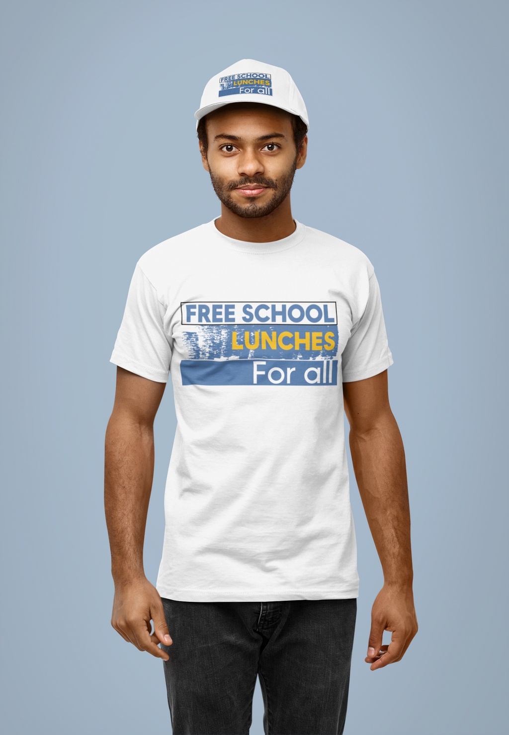 Unisex Baseball Cap - Free School Lunches For All (front) - 100% Cotton Twill - NAH-B-18-253