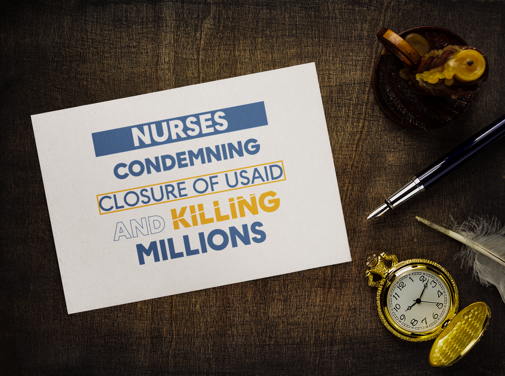 Post-it® Note Pads - Nurses Condemning Closure of USAID (front) - 75.2 gsm white uncoated paper - NFG-NP-3M