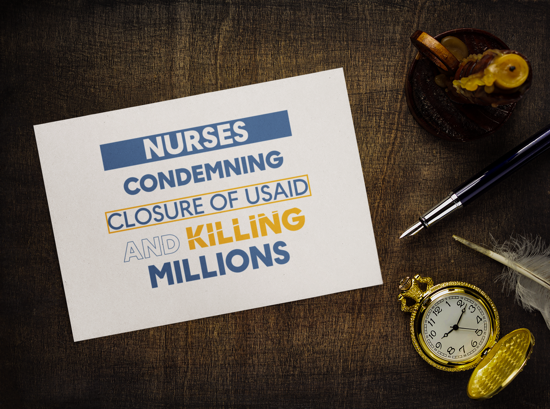 Post-it® Note Pads - Nurses Condemning Closure of USAID (front) - 75.2 gsm white uncoated paper - NFG-NP-3M