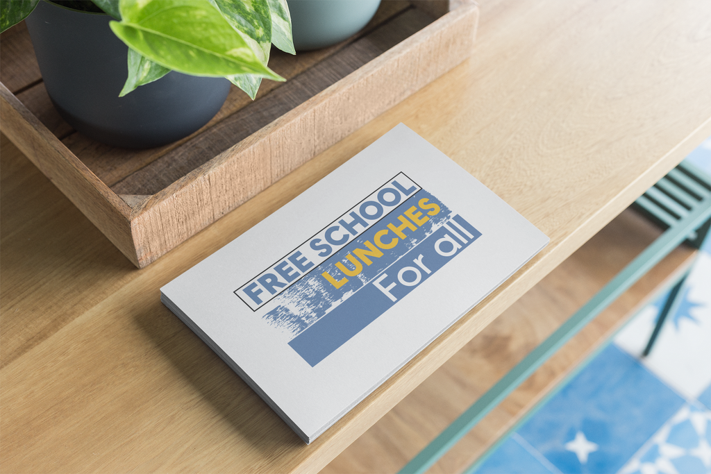 Post-it® Note Pads - Free School Lunches For All (front) - 75.2 gsm white uncoated paper - NAH-NP-3M