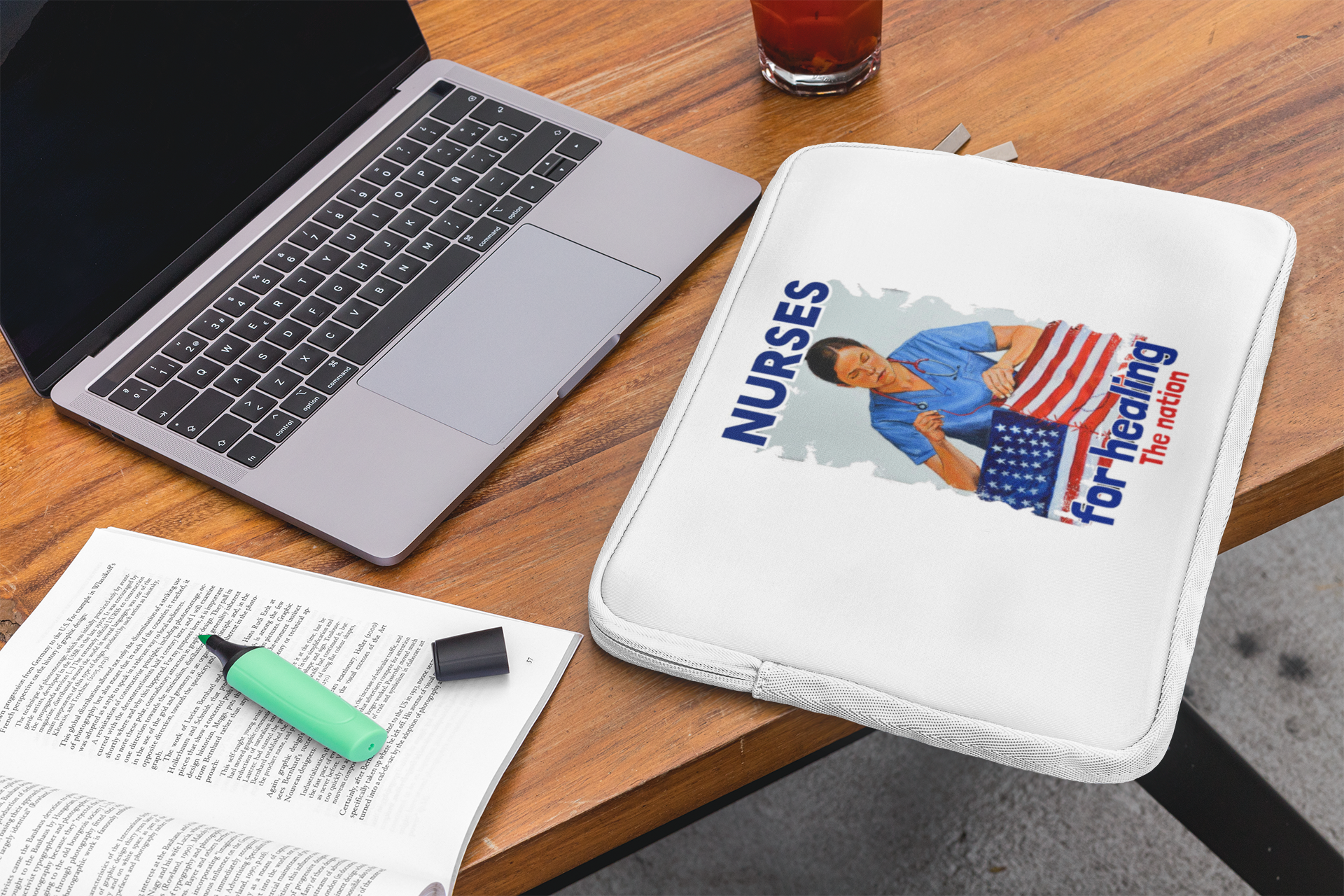 Laptop Sleeve - Nurses For Healing The Nation (front) - Smooth neoprene - NFH-LS-01