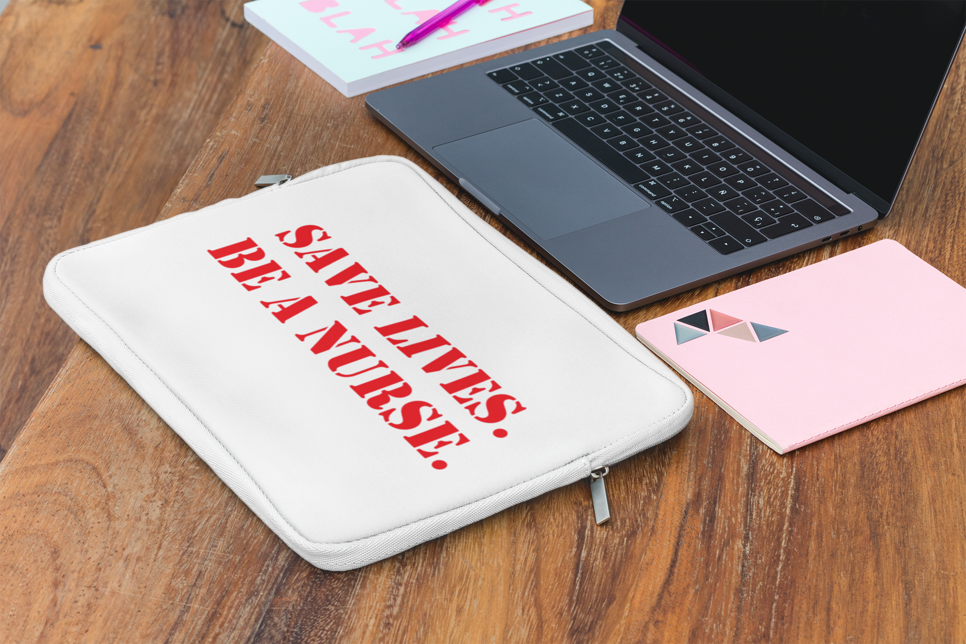 Laptop Sleeve - Save Lives Be A Nurse (front) - Smooth neoprene - SLA-LS-01