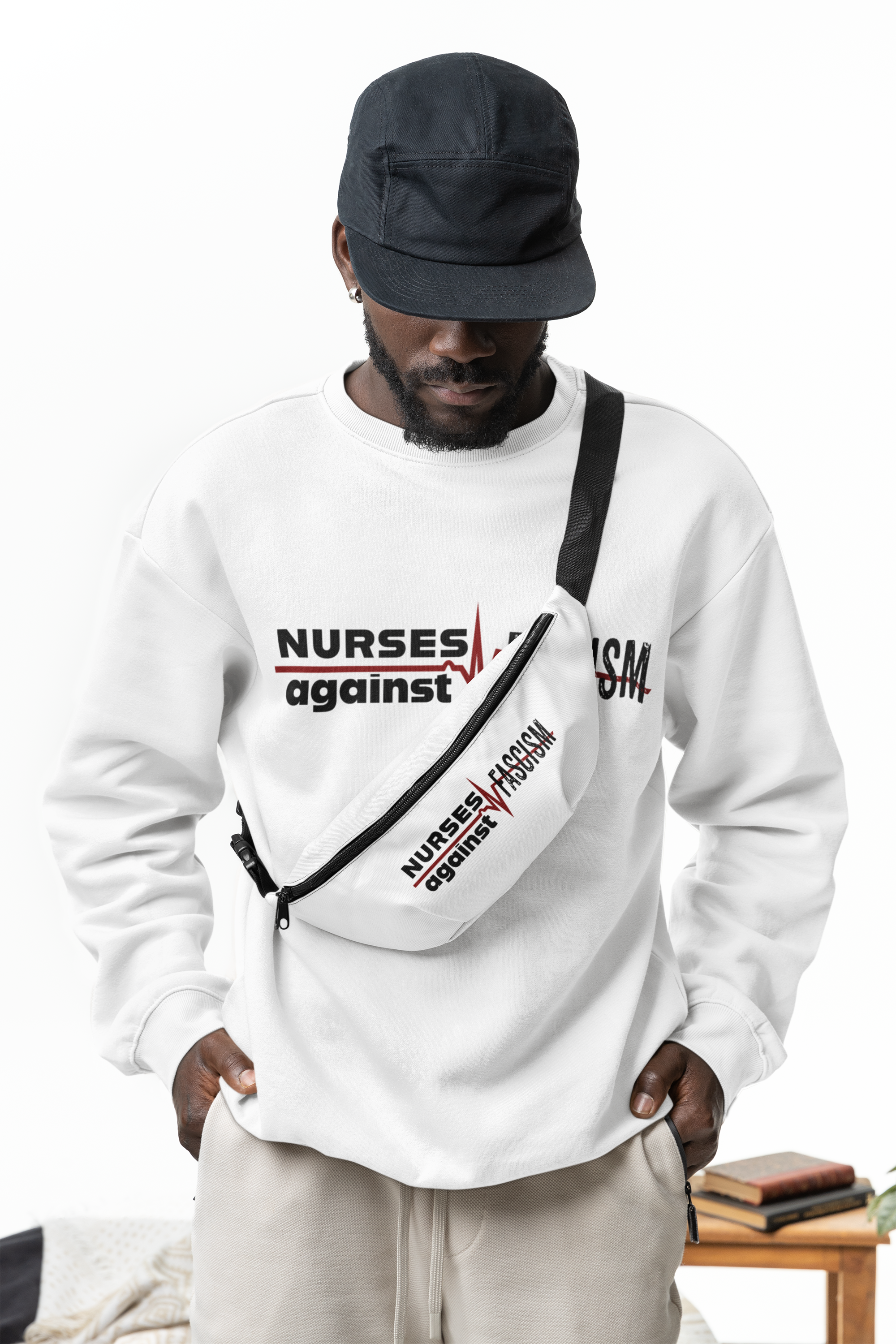 Nurse Fanny Pack – Nurses Against Fascism & Nurses Against Cruelty Design - Adjustable Waist Bag for Nurses - NAF-FP-01