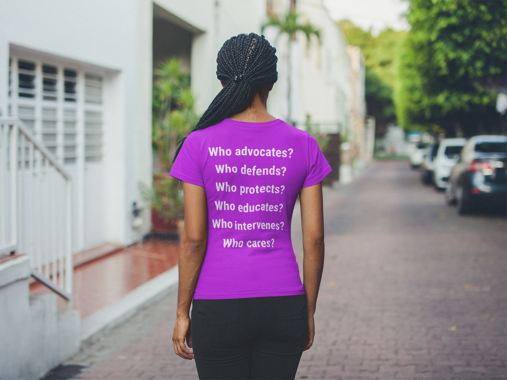 Unisex Lightweight fabric T-Shirt - Save Life Be a Nurse (front) - Who advocates? Who defends? Who protects? Who educates? Who intervenes? Who cares? (back) - 100% ring-spun cotton - SLBN-T-G64000