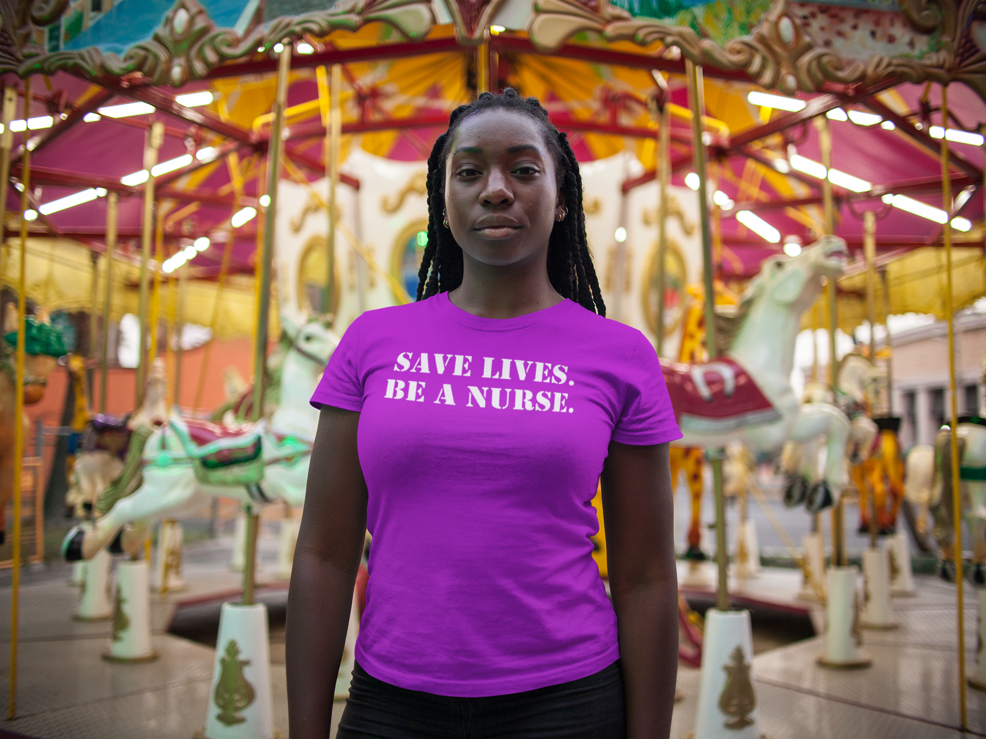 Unisex Lightweight fabric T-Shirt - Save Life Be a Nurse (front) - Who advocates? Who defends? Who protects? Who educates? Who intervenes? Who cares? (back) - 100% ring-spun cotton - SLBN-T-G64000
