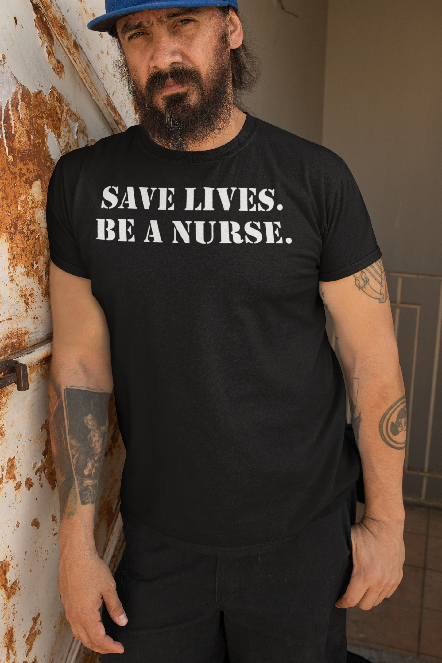 Unisex Midweight T-shirt, Nurses Against Fascism (front) - Nurses Against Cruelty (back) - 100% Polyster - NAF-T-BS5040