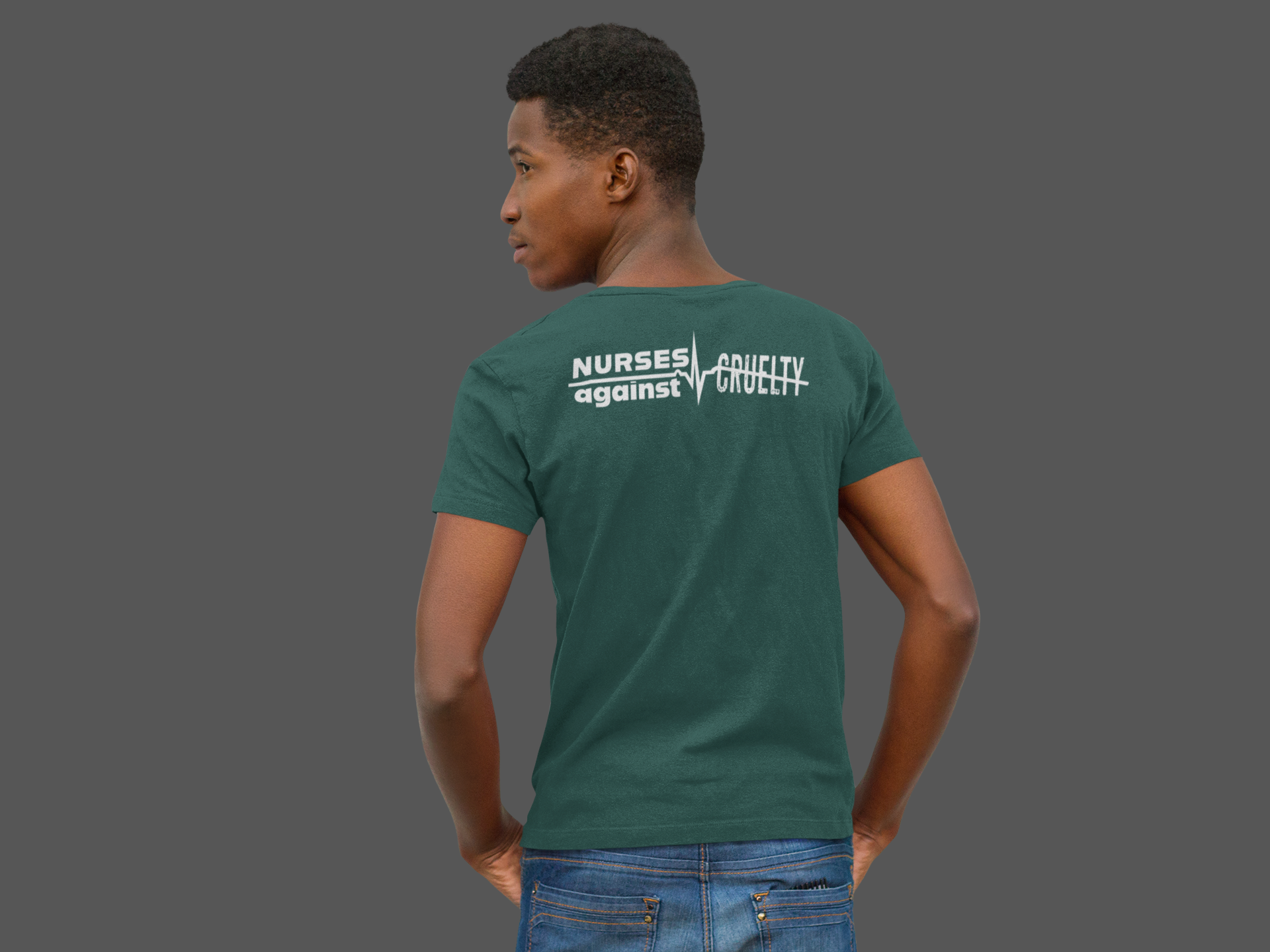 Unisex Medium fabric V-Neck T-Shirt - Nurses Against Fascism (front) - Nurses Against Cruelty (back) - 100% cotton - NAF-V-G5V00L