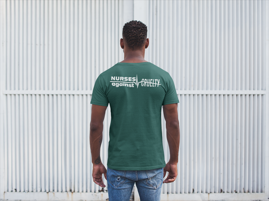 Unisex Medium fabric V-Neck T-Shirt - Nurses Against Fascism (front) - Nurses Against Cruelty (back) - 100% cotton - NAF-V-G5V00L