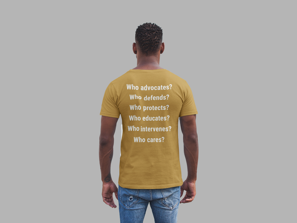 Unisex Lightweight fabric Jersey Short Sleeve V-Neck Tee - Save Lives Be A Nurse (front) - Who Advocates? Who Defends? (back) - 100% cotton fabric - SLA-V-BC3005