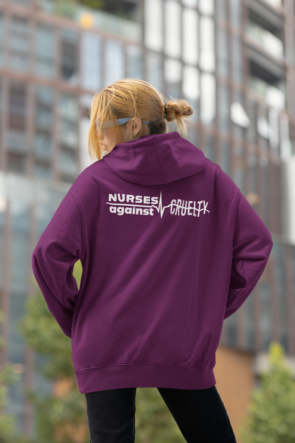 Unisex Mid-weight Hoodie - Nurses Against Fascism (front) - Nurses Against Cruelty (back) - 80% cotton, 20% polyester - NAF-H-AC5101