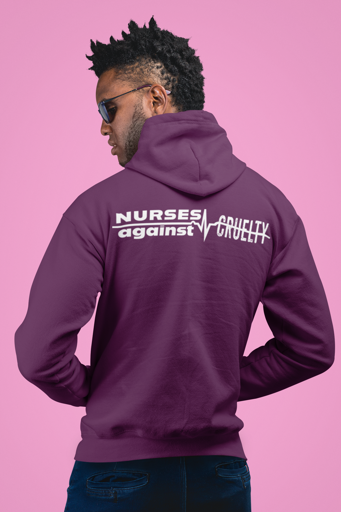 Unisex Mid-weight Hoodie - Nurses Against Fascism (front) - Nurses Against Cruelty (back) - 80% cotton, 20% polyester - NAF-H-AC5101