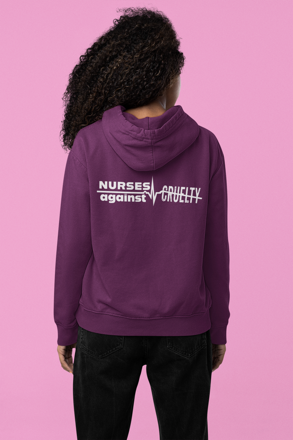 Unisex Mid-weight Hoodie - Nurses Against Fascism (front) - Nurses Against Cruelty (back) - 80% cotton, 20% polyester - NAF-H-AC5101