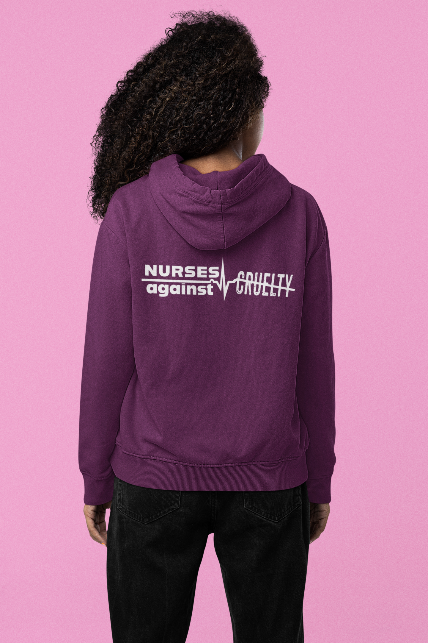 Unisex Mid-weight Hoodie - Nurses Against Fascism (front) - Nurses Against Cruelty (back) - 80% cotton, 20% polyester - NAF-H-AC5101
