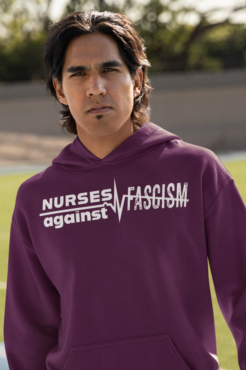 Unisex Mid-weight Hoodie - Nurses Against Fascism (front) - Nurses Against Cruelty (back) - 80% cotton, 20% polyester - NAF-H-AC5101