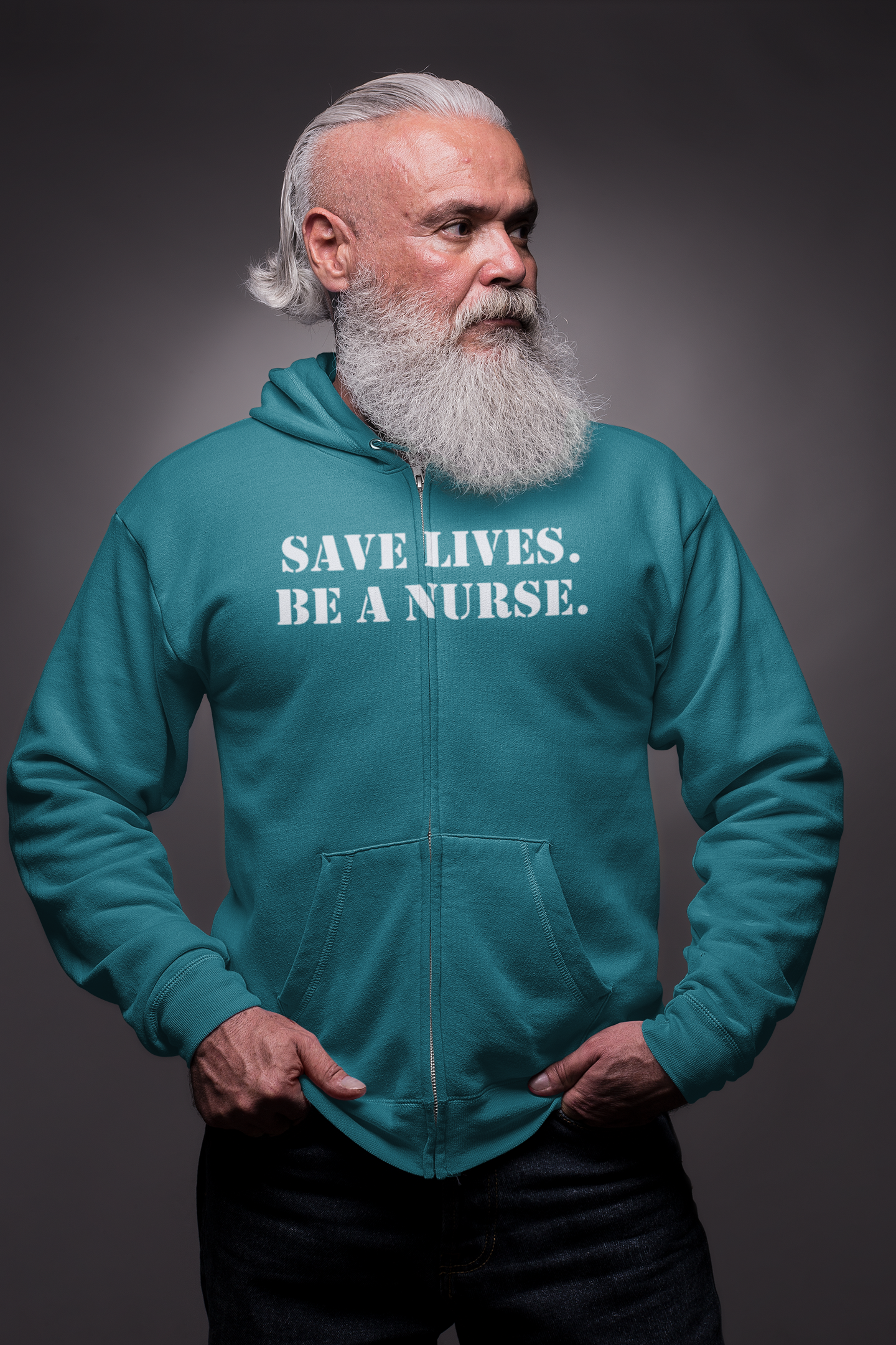 Men's District® Medium-heavy fabric Full-Zip Hoodie - Save Lives Be A Nurse (front) - Not Your Mom (back) - 60% recycled cotton, 40% recycled polyester -Lane Seven LS14003