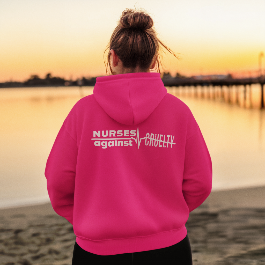 Men's Medium-heavy fabric Full-Zip Hoodie - Nurses Against Fascism (front) - Nurses Against Cruelty (black) - 60% recycled cotton, 40% recycled polyester - Lane Seven LS14003