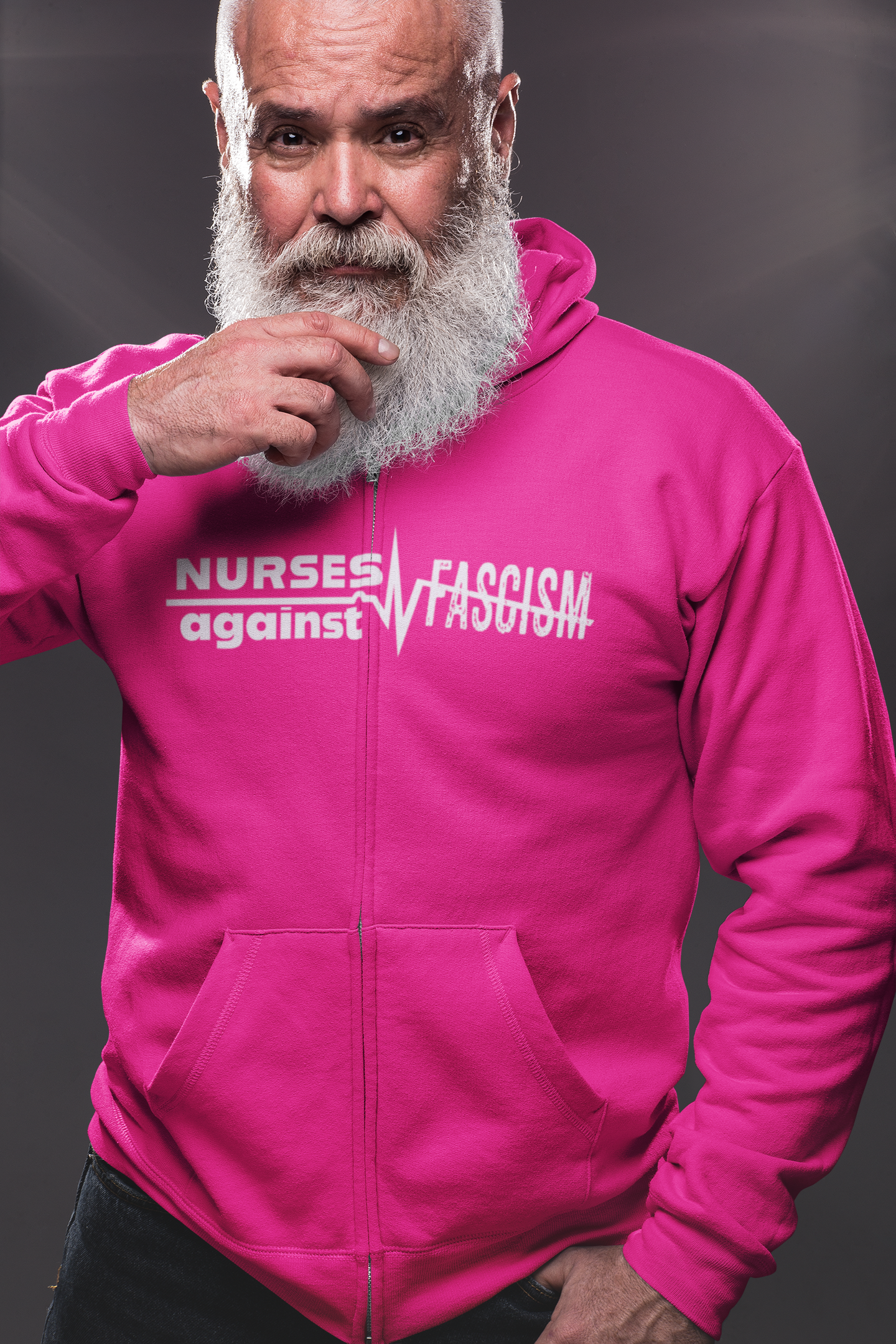 Men's Medium-heavy fabric Full-Zip Hoodie - Nurses Against Fascism (front) - Nurses Against Cruelty (black) - 60% recycled cotton, 40% recycled polyester - Lane Seven LS14003