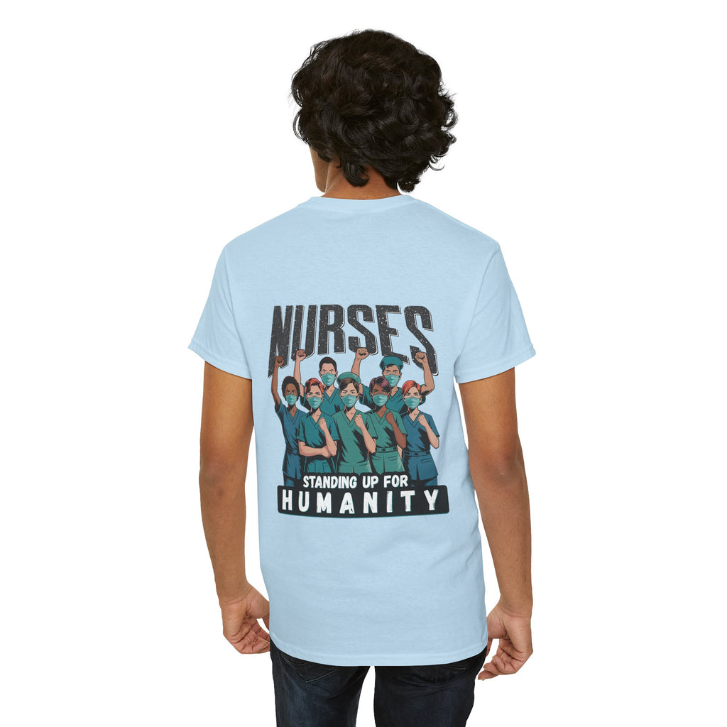 Unisex Medium fabric Cotton Tee - Nurses For Healing The Nation (front) - Nurses Standing Up For Humanity (back) - 100% cotton - NFH-T-G5000