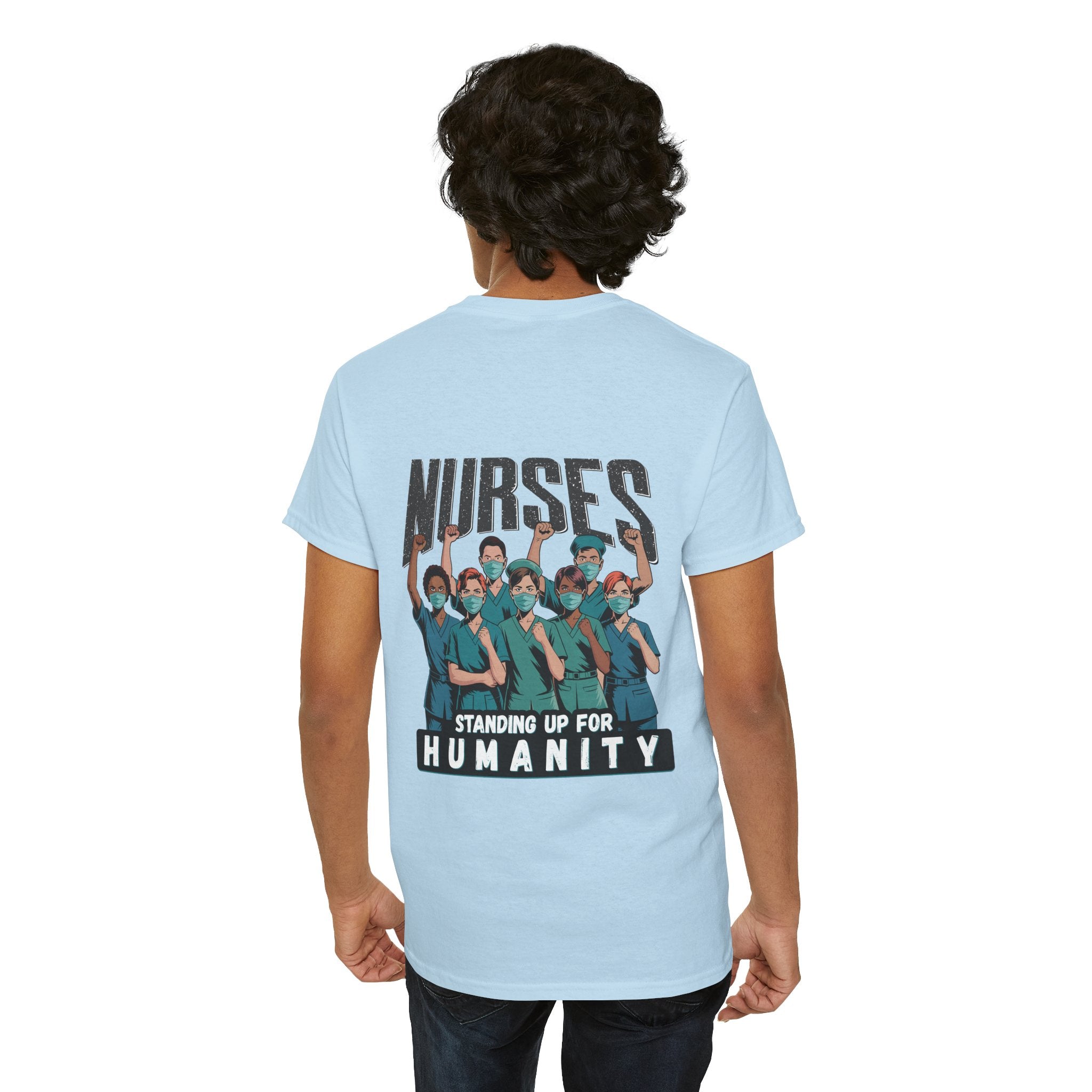 Unisex Medium fabric Cotton Tee - Nurses For Healing The Nation (front) - Nurses Standing Up For Humanity (back) - 100% cotton - NFH-T-G5000