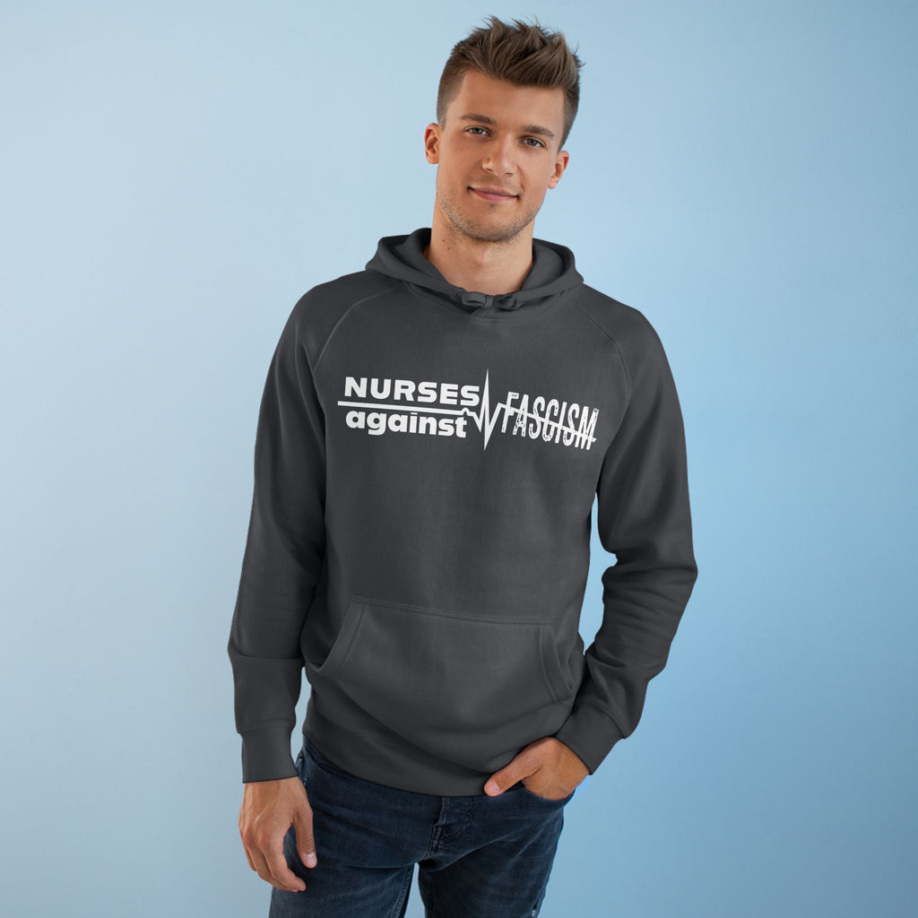Unisex Mid-weight Hoodie - Nurses Against Fascism (front) - Nurses Against Cruelty (back) - 80% cotton, 20% polyester - NAF-H-AC5101