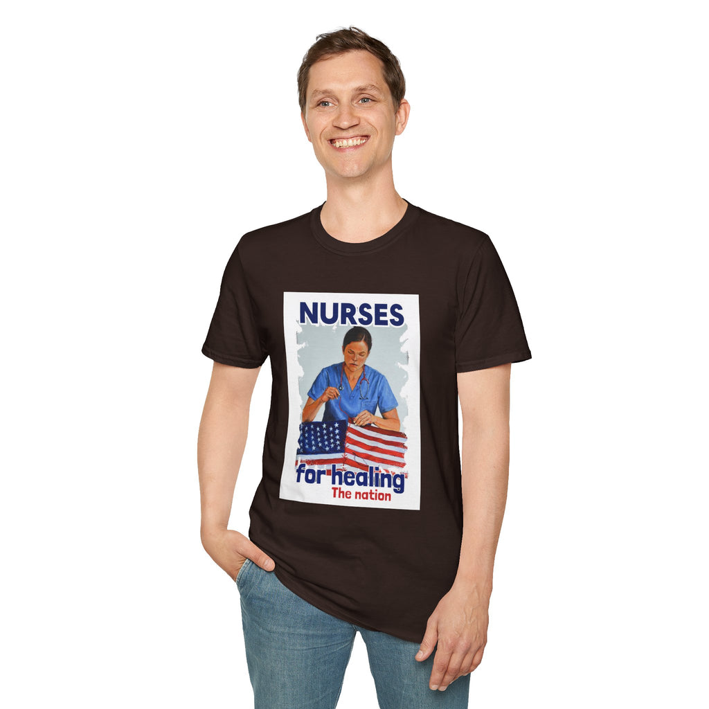 Unisex Lightweight fabric T-Shirt - Nurses For Healing The Nation (front) - Nurses Standing Up For Humanity (back) - 100% ring-spun cotton - NFH-T-G64000