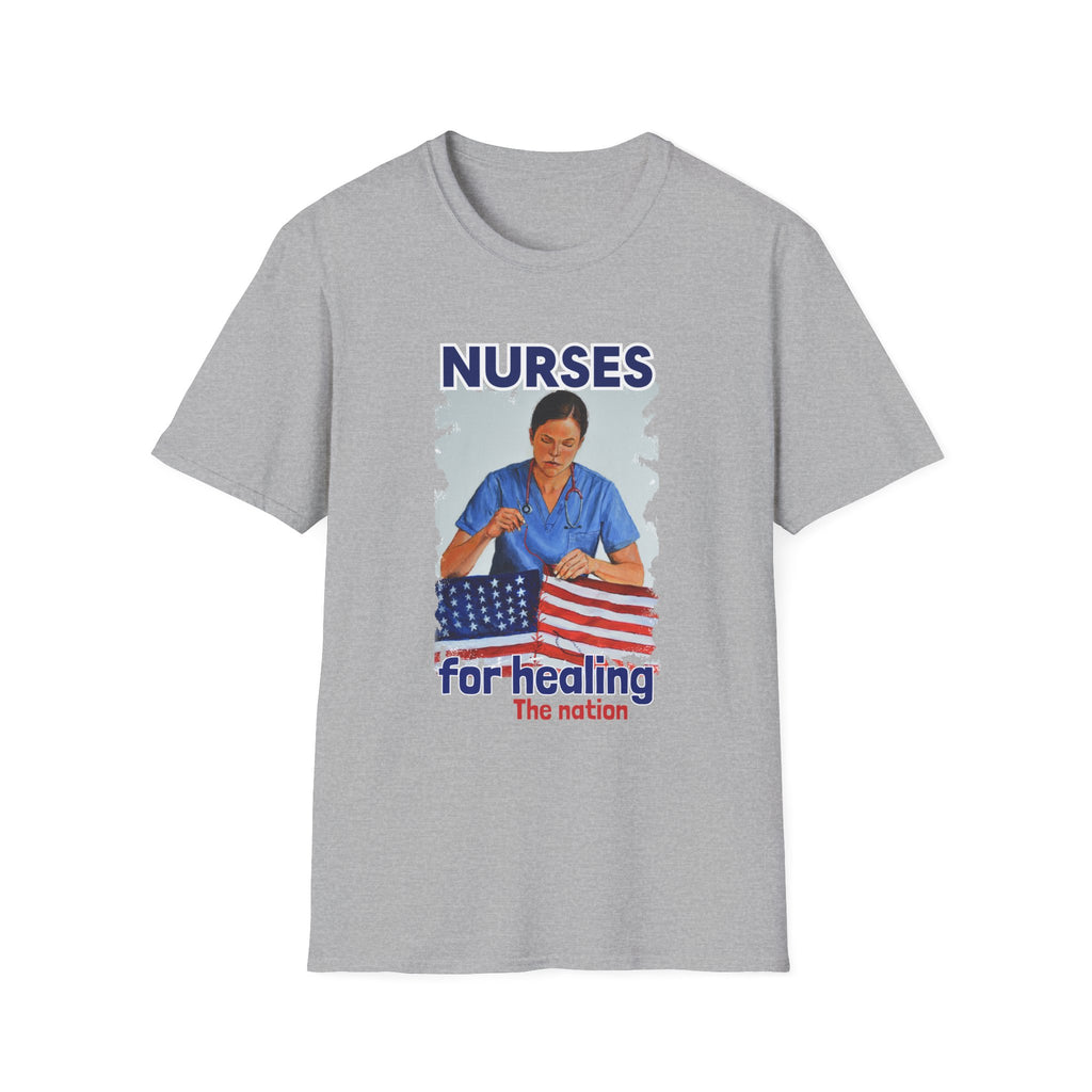Unisex Lightweight fabric T-Shirt - Nurses For Healing The Nation (front) - Nurses Standing Up For Humanity (back) - 100% ring-spun cotton - NFH-T-G64000