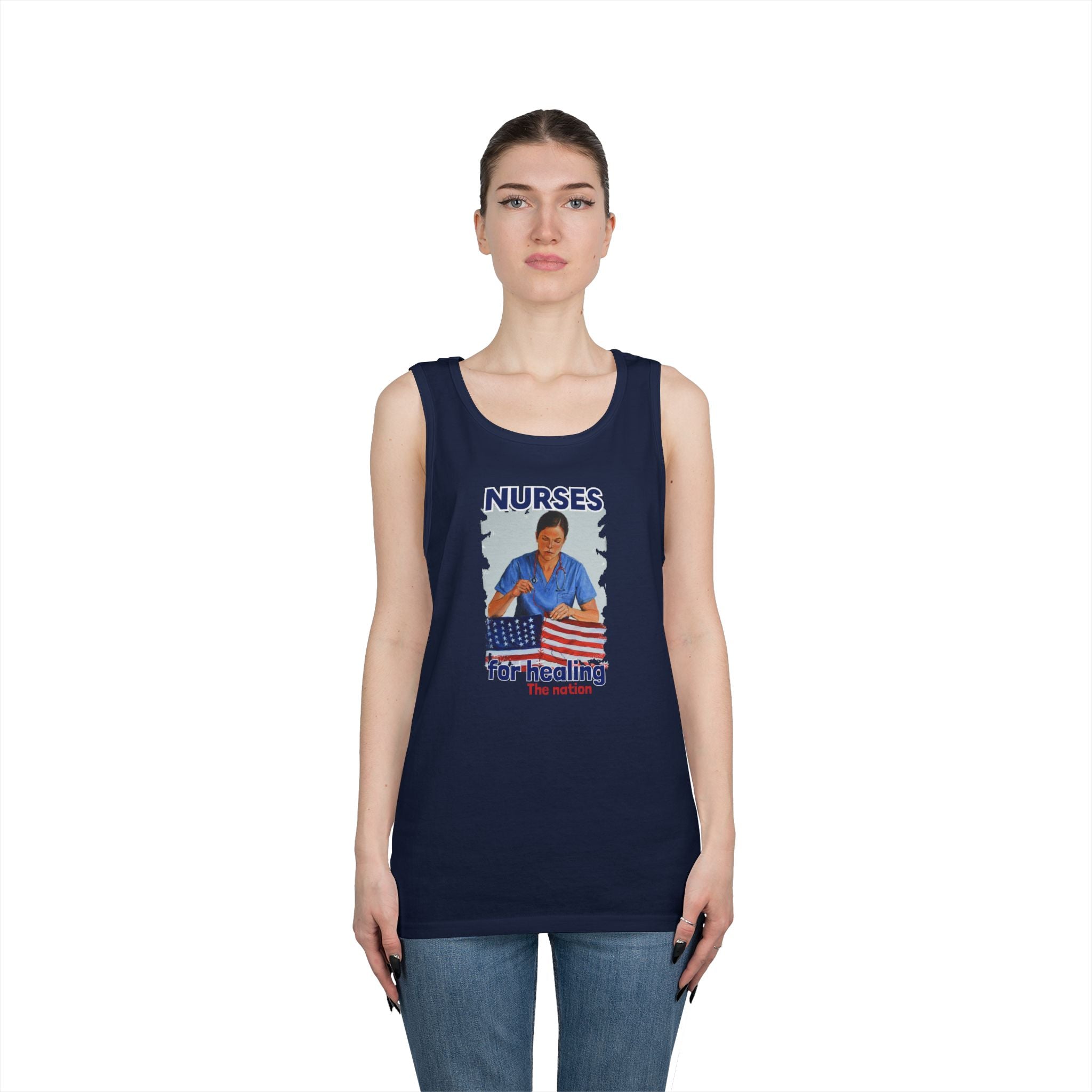 Unisex Medium fabric Cotton Tank Top - Nurses For Healing The Nation (front) - Nurses Standing Up For Humanity (back) - 100% cotton - NFH-K-G5200