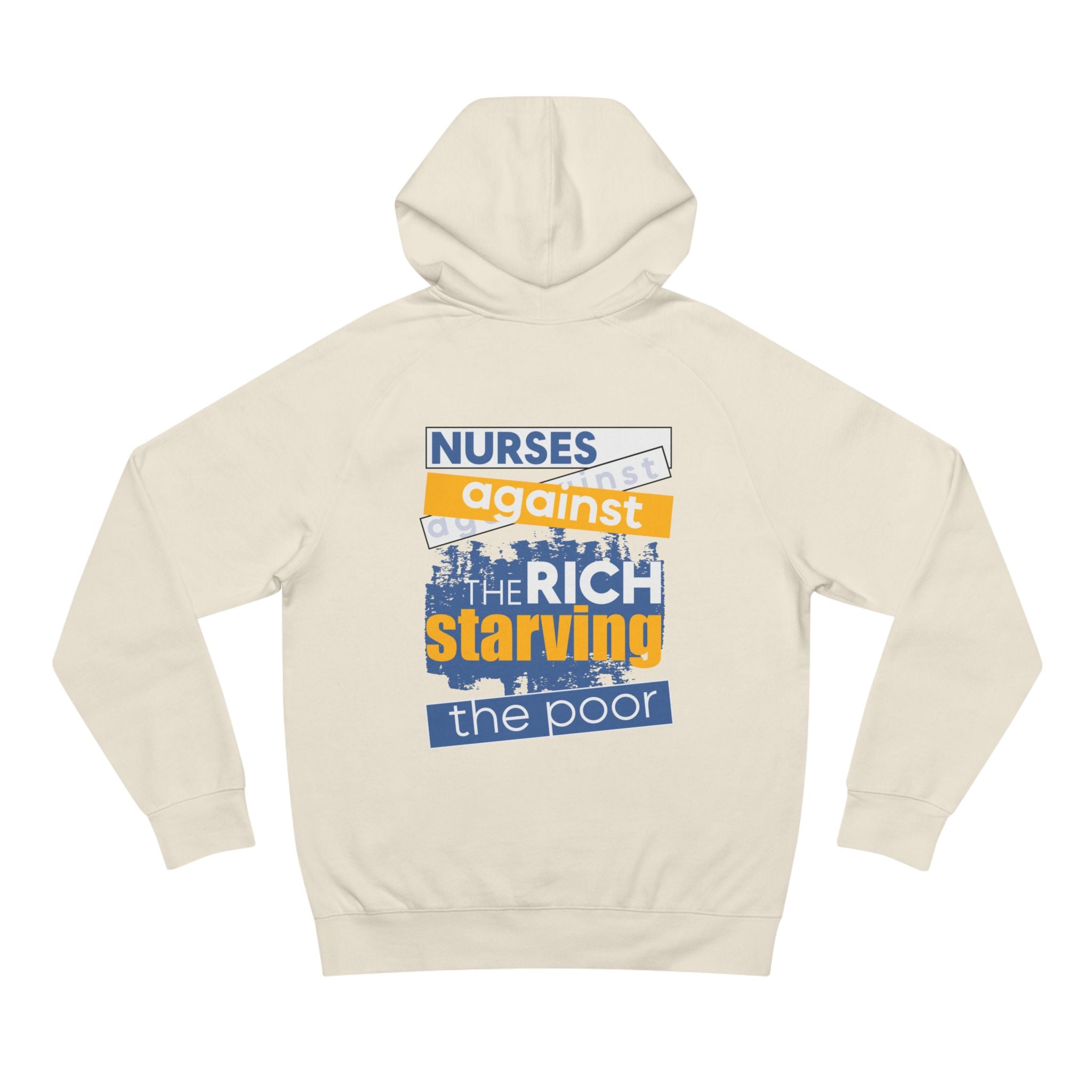 Unisex Mid-weight Hoodie - Free School Lunches For All (front) - Nurses Against The Rich Starving The Poor (back) - 80% cotton, 20% Polyester - NAH-H-AC5101