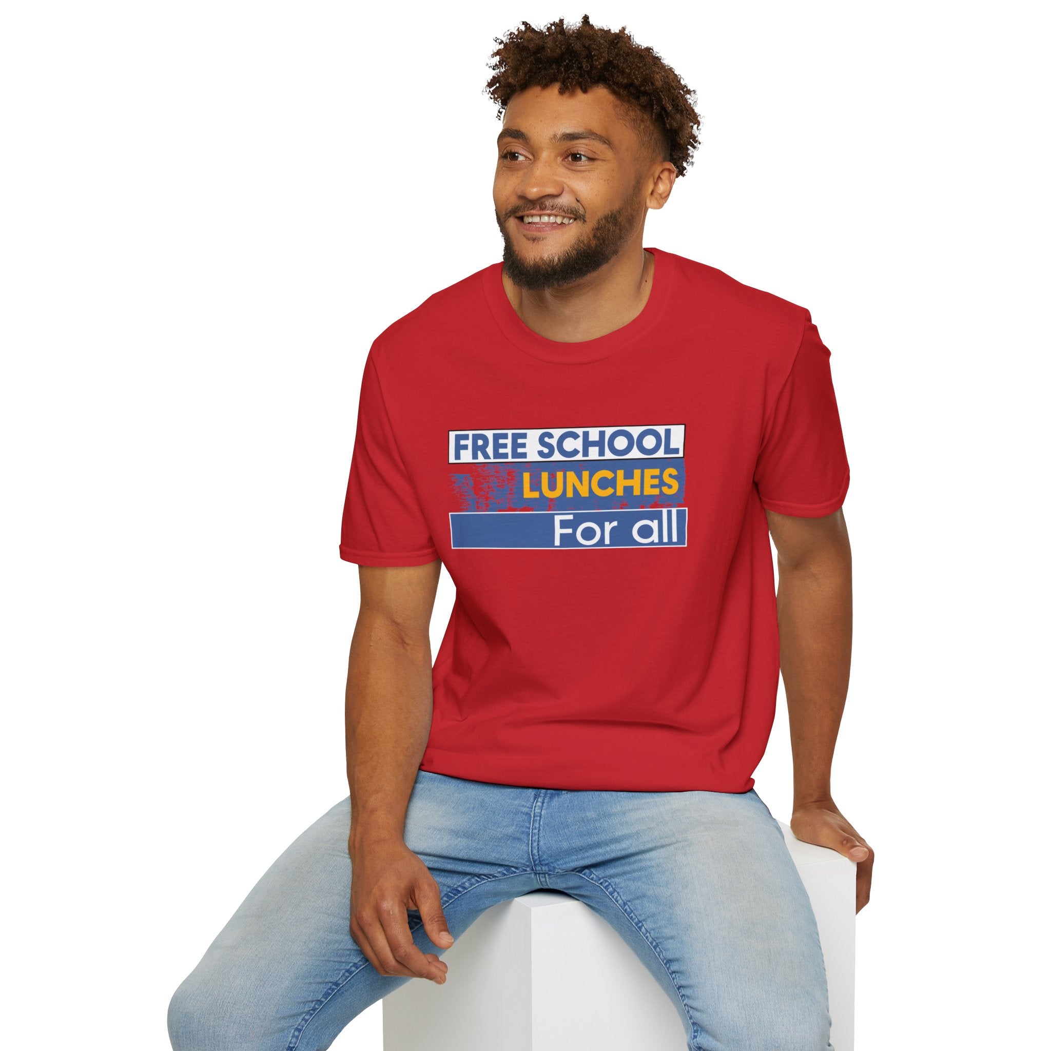 Unisex Lightweight fabric T-Shirt - Free School Lunches For All (front) - Nurses Against The Rich Starving The Poor (back) - 100% ring-spun cotton - NAH-T-G64000