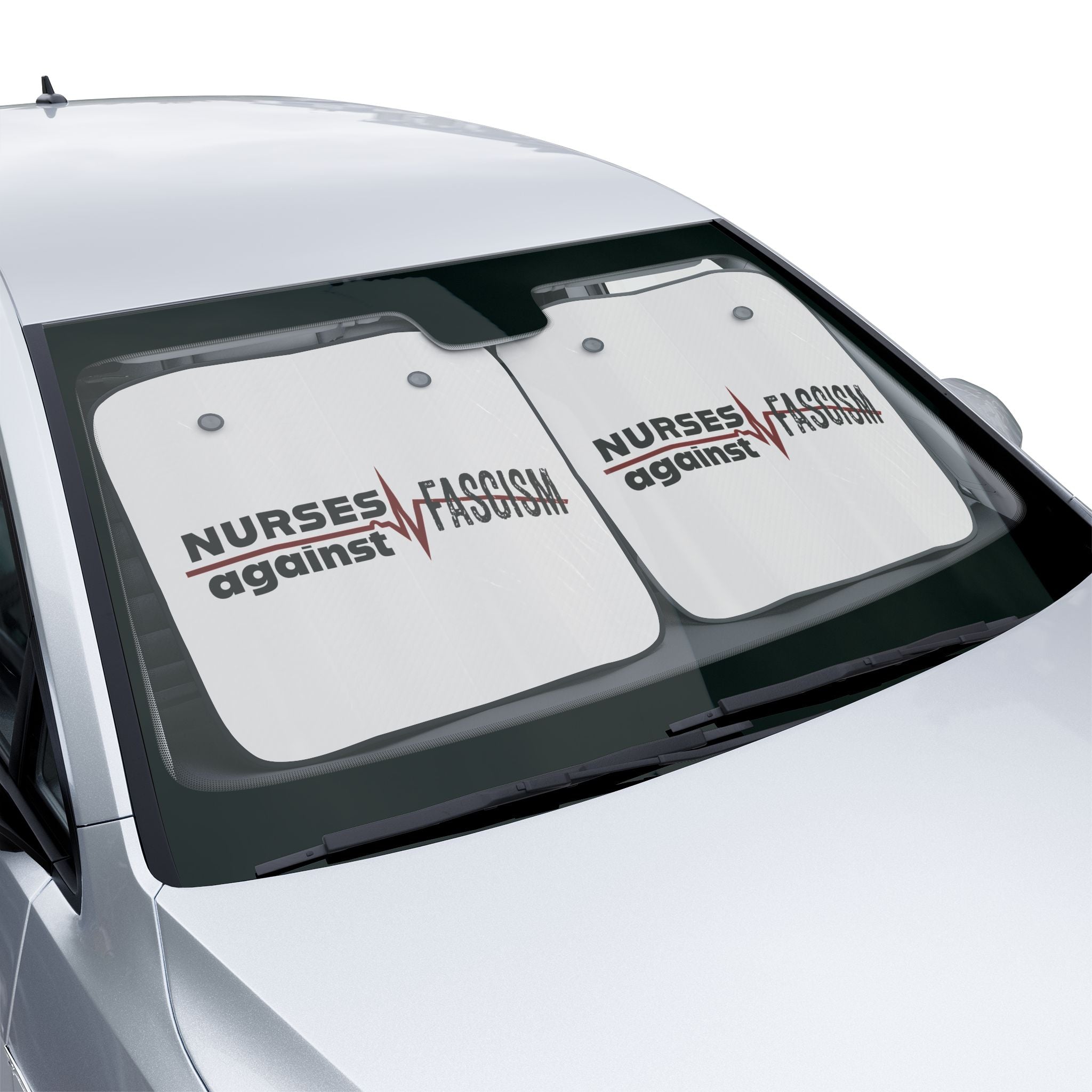 Unisex Car Sun Shades - Nurses Against Fascism (front) - 100% Polyester & 100% Aluminized film cushion - NAF-CA-02