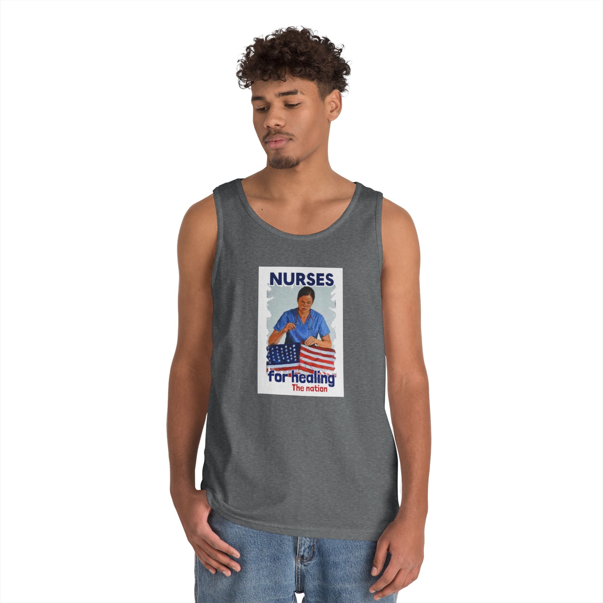 Unisex Medium fabric Cotton Tank Top - Nurses For Healing The Nation (front) - Nurses Standing Up For Humanity (back) - 100% cotton - NFH-K-G5200