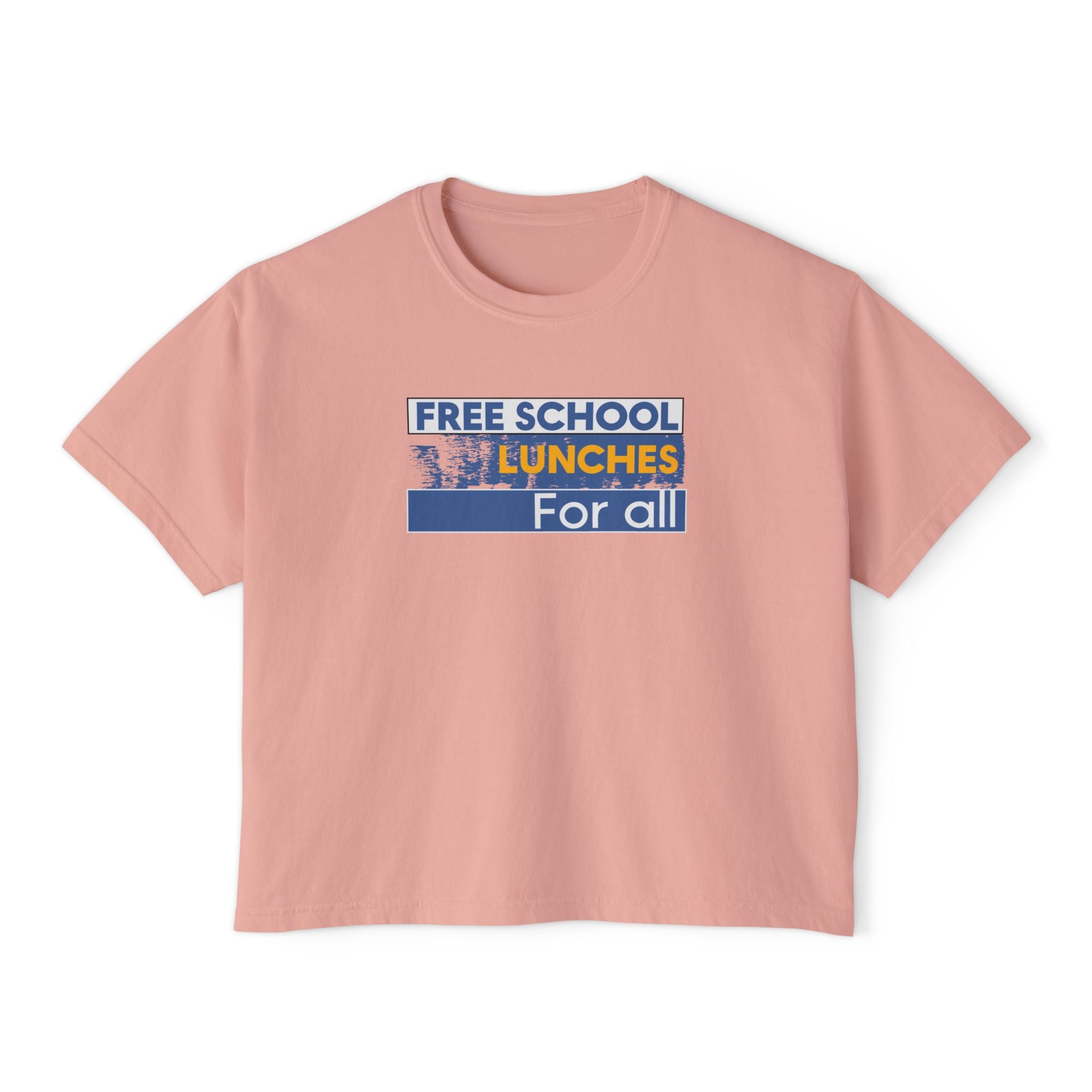 Women's Boxy Heavy fabric Tee - Free School Lunches For All (front) - Nurses Against The Rich Starving The Poor (back) - 100% ring-spun US cotton - NAH-T-CC3023CL