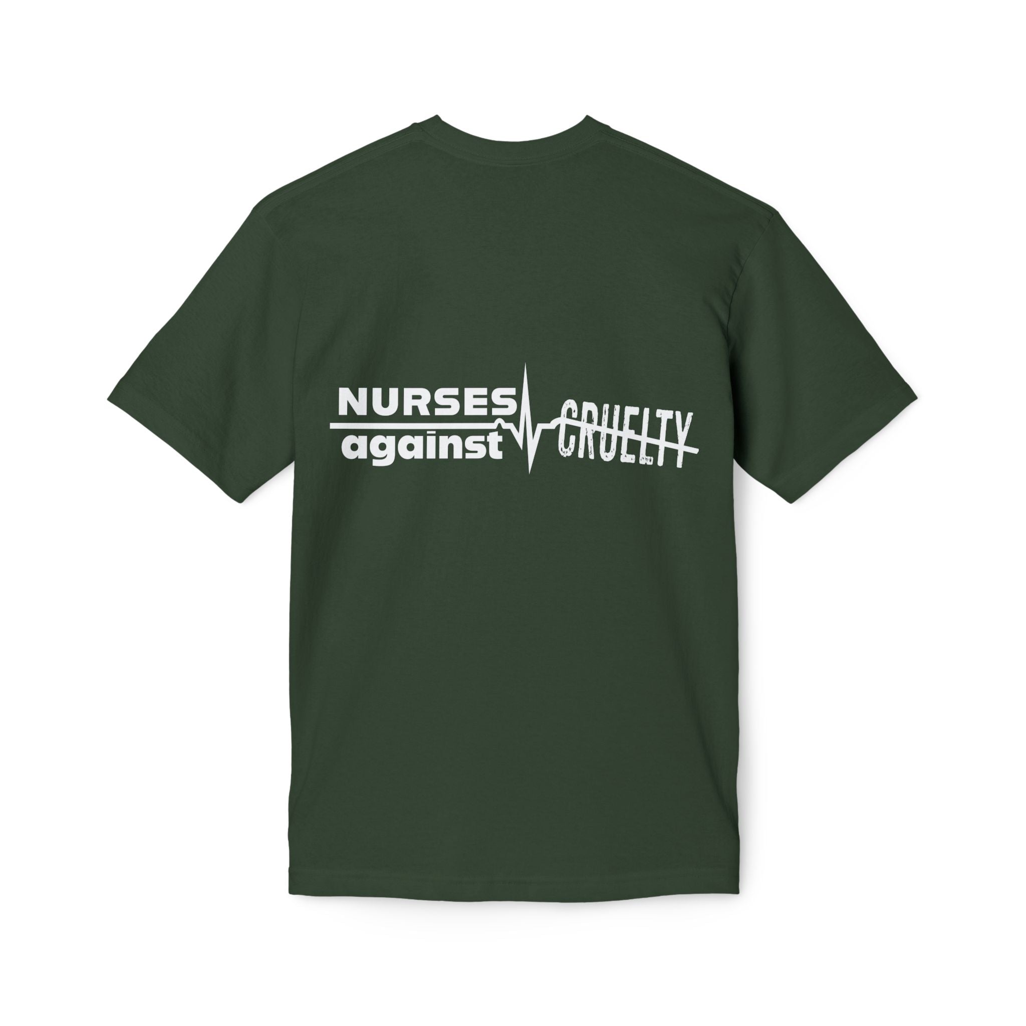 Unisex Midweight T-shirt, Nurses Against Fascism (front) - Nurses Against Cruelty (back) - 100% Polyster - NAF-T-BS5040