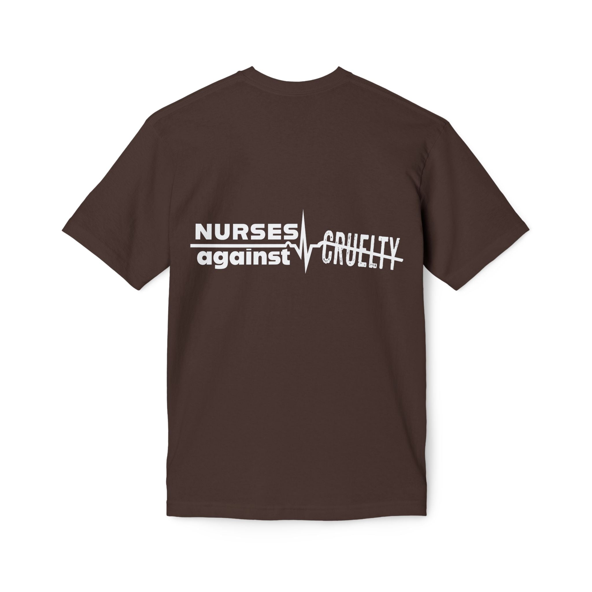 Unisex Midweight T-shirt, Nurses Against Fascism (front) - Nurses Against Cruelty (back) - 100% Polyster - NAF-T-BS5040