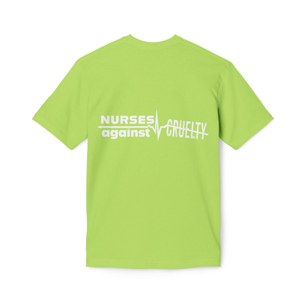 Unisex Midweight T-shirt, Nurses Against Fascism (front) - Nurses Against Cruelty (back) - 100% Polyster - NAF-T-BS5040